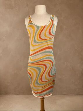 Noisy May Size L Swirl Knit Bodycon Tank Dress Retro Mod California Cool